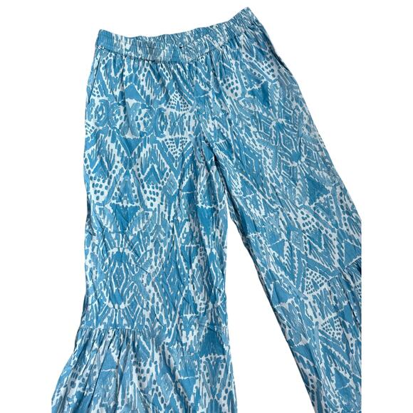 Tolani Collection Rosaleen Blue Aztec Printed Pants Flared Leg Size Small - Picture 6 of 10